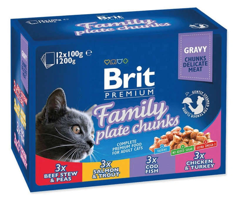 Brit Premium Family Plate mix smaków z grochem w sosie adult 100 g × 12