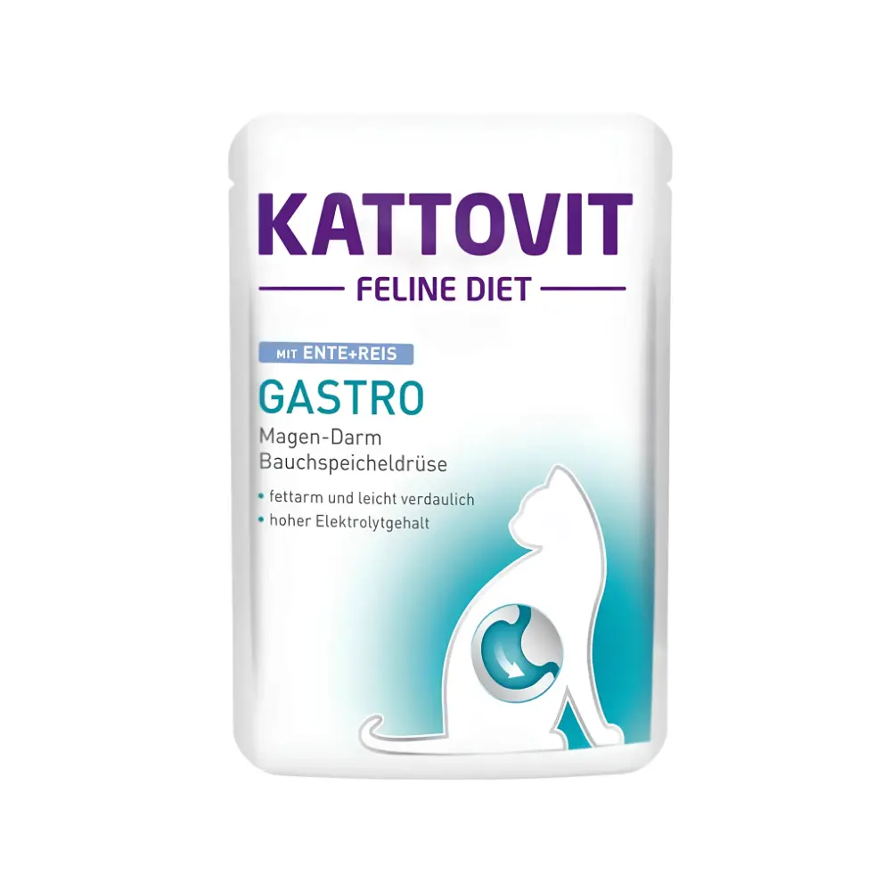 Kattovit Feline Diet Digestive kaczka z ryżem w sosie 85 g × 24