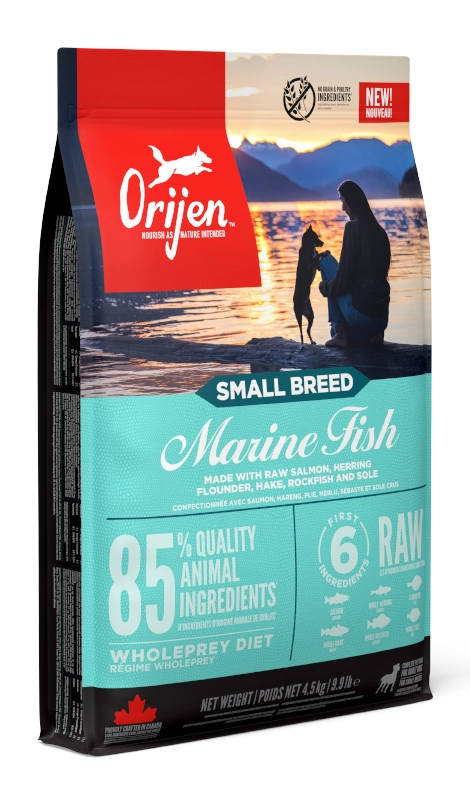 Orijen Small Breed flądra, karmazyn, morszczuk, sola, łosoś, śledź adult małe rasy 1,8 kg