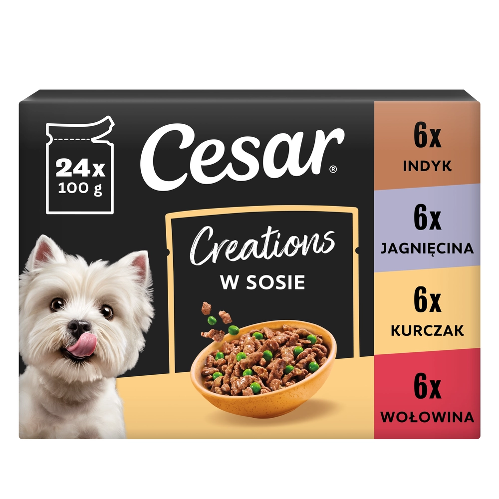 Cesar Creations indyk, jagnięcina, kurczak, wołowina adult 100 g × 24