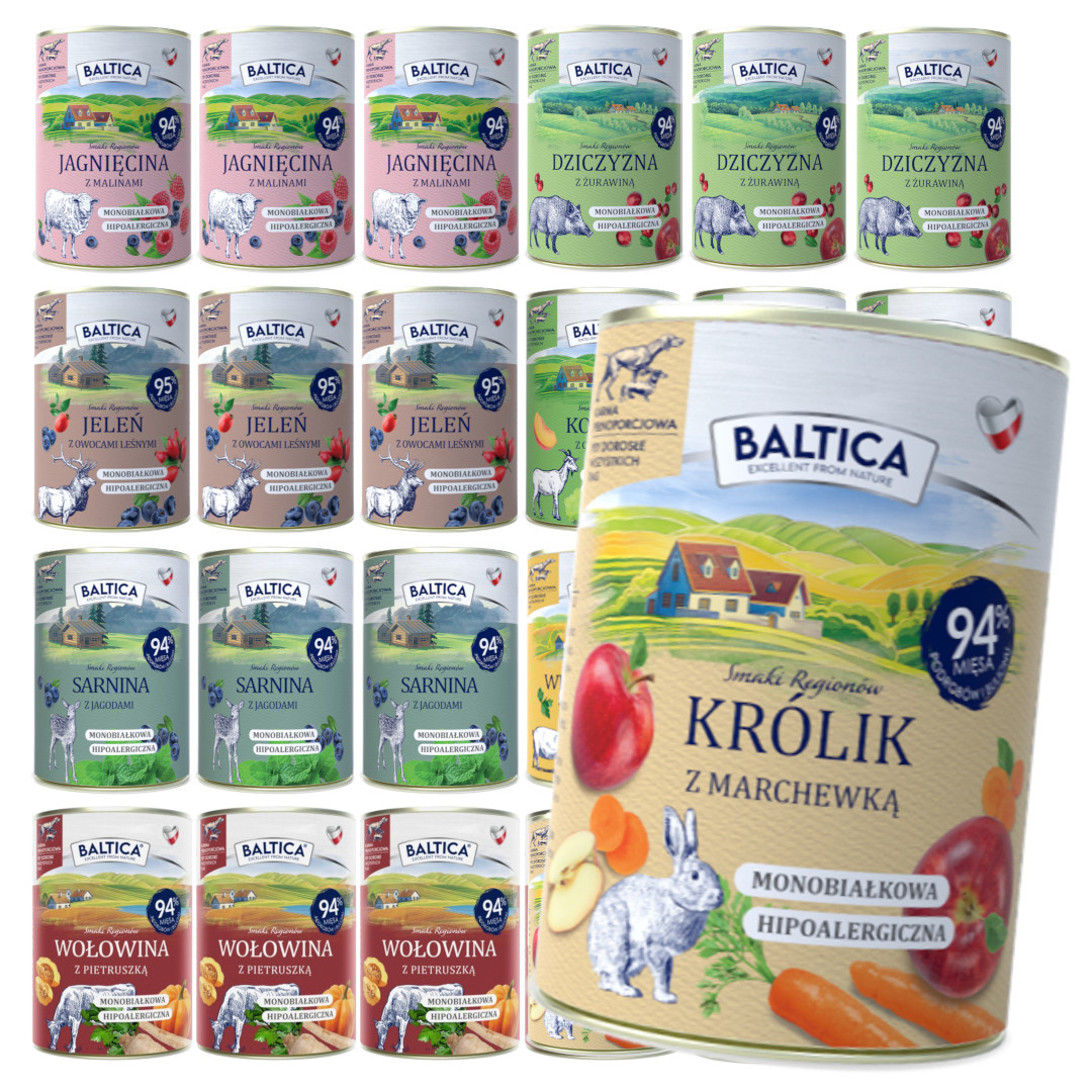 Baltica cielęcina, dziczyzna, jagnięcina, jeleń, kozina, królik, sarnina, wieprzowina, wołowina adult 400 g × 24