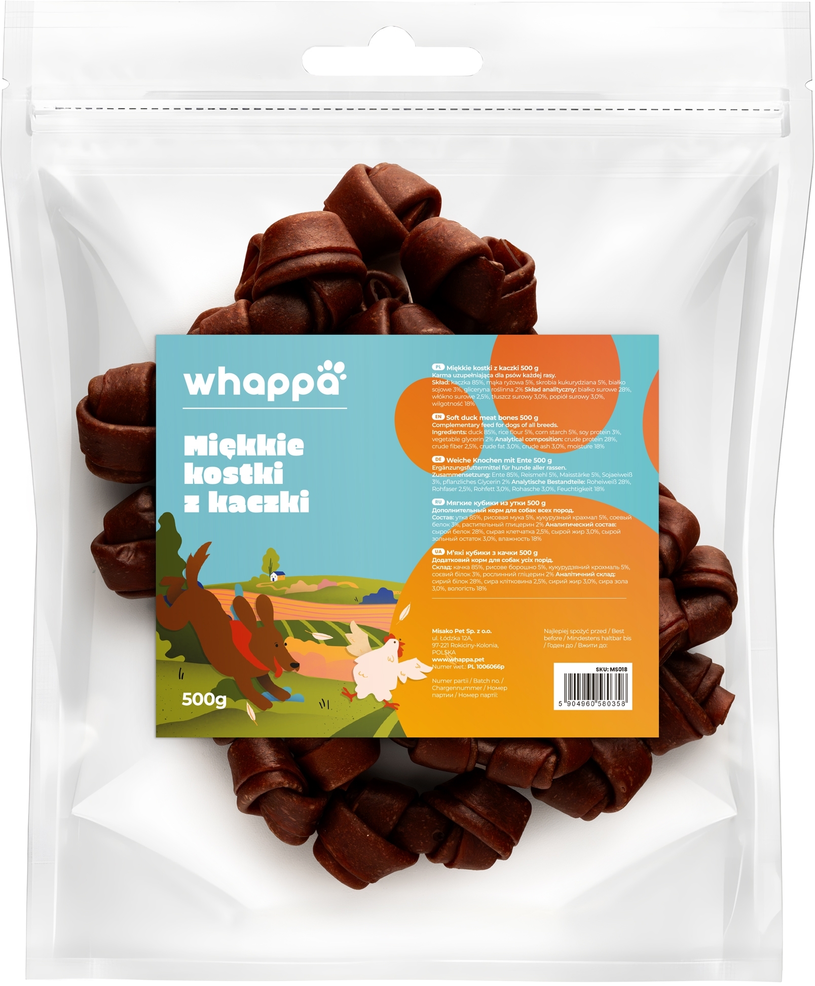 Whappa miękkie kostki z kaczki 500 g