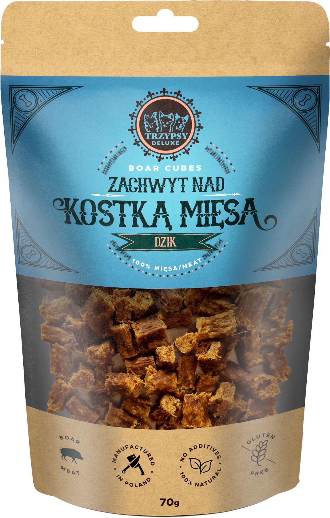Trzy Psy Zachwyt nad Kostką Mięsa dziczyzna 70 g