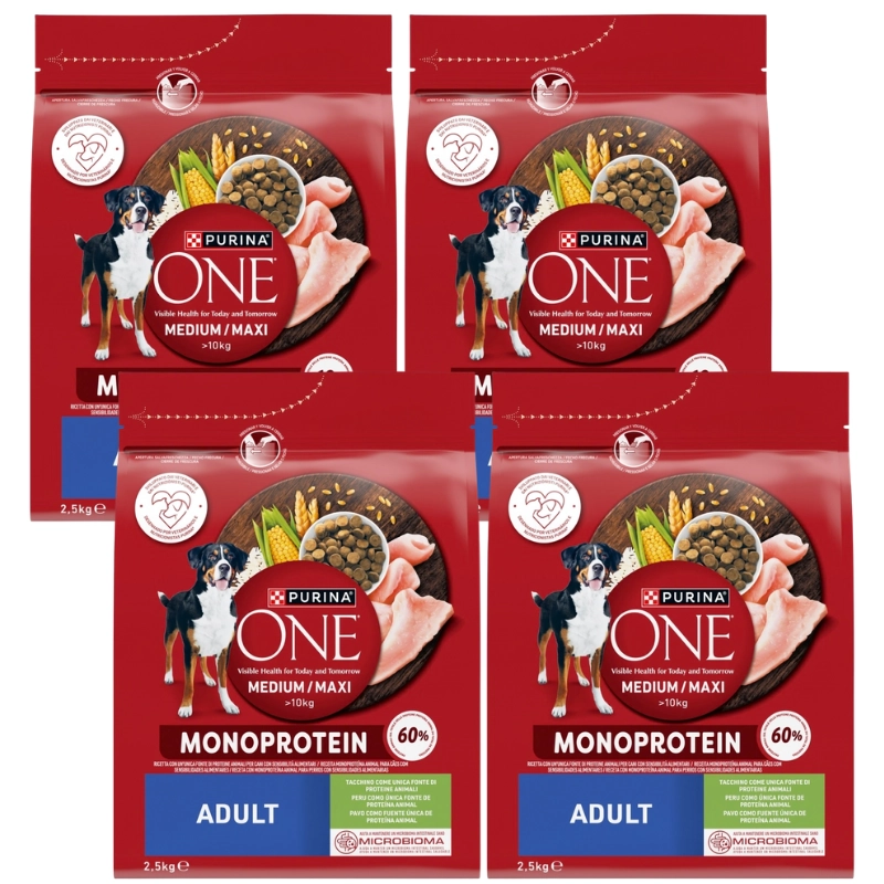 Purina ONE indyk adult średnie rasy, duże rasy 2.5 kg × 4