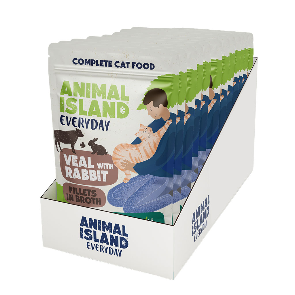 Animal Island Everyday Skin & Coat cielęcina, królik w bulionie 85 g × 12