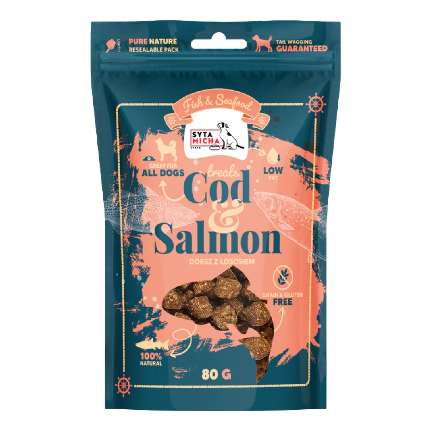 Syta Micha Fish & Seafood dorsz, łosoś 80 g