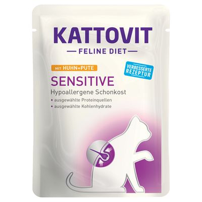 Kattovit Sensitive indyk, kurczak w sosie 85 g × 12