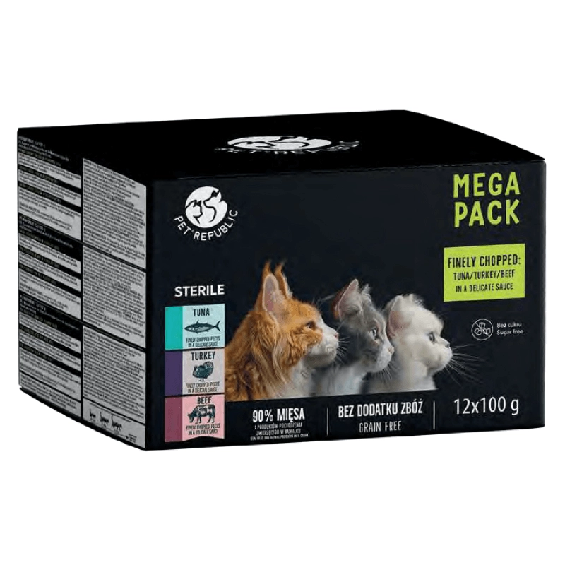 PetRepublic Sterilised mix smaków w sosie adult 100 g × 12