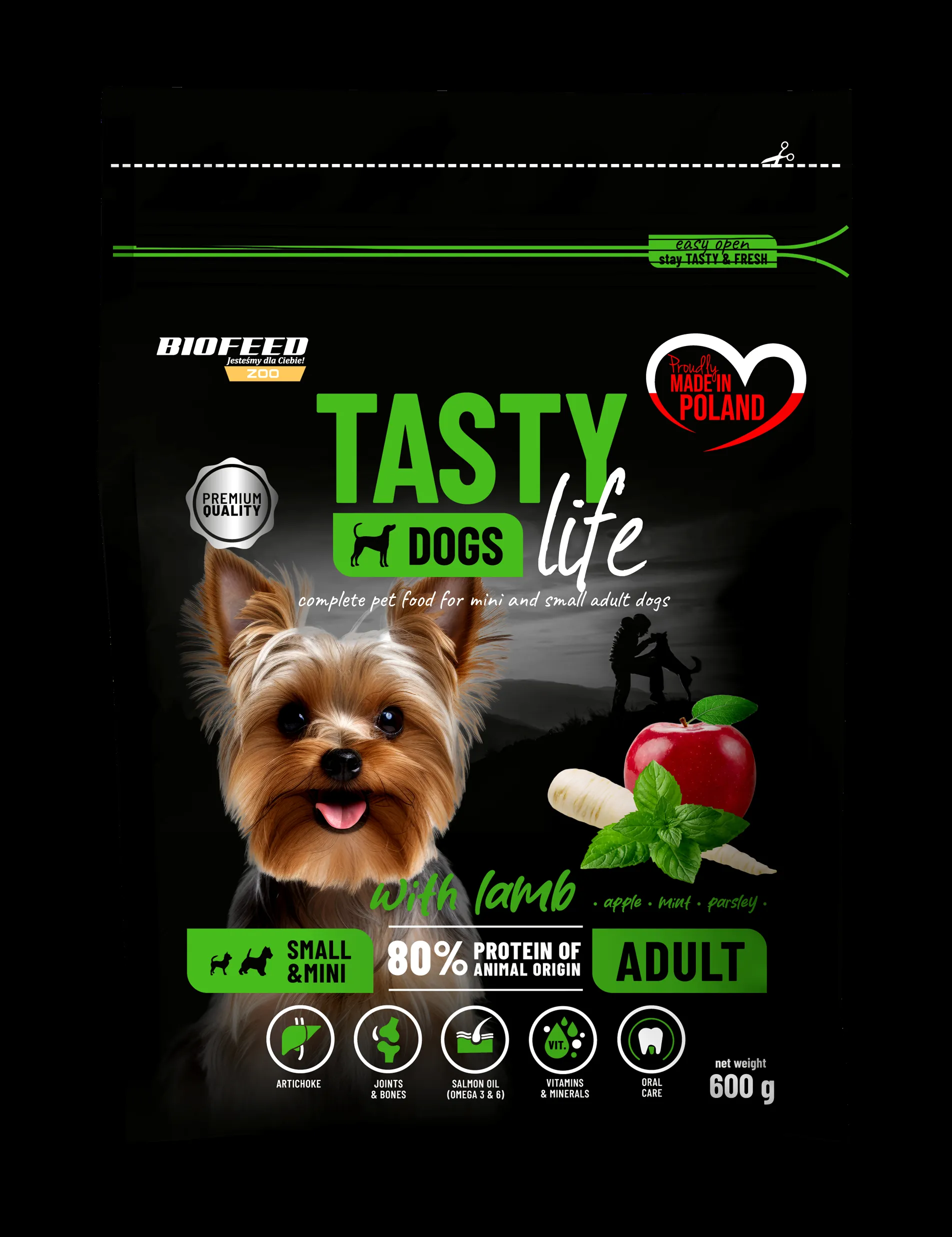 BioFeed Tasty Dogs Life jagnięcina małe rasy 600 g