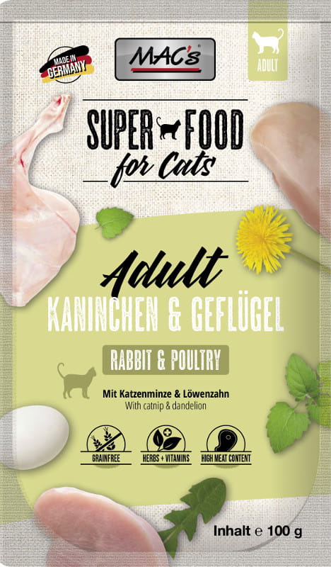 MAC's Super Food for Cats drób, królik kawałki adult 100 g