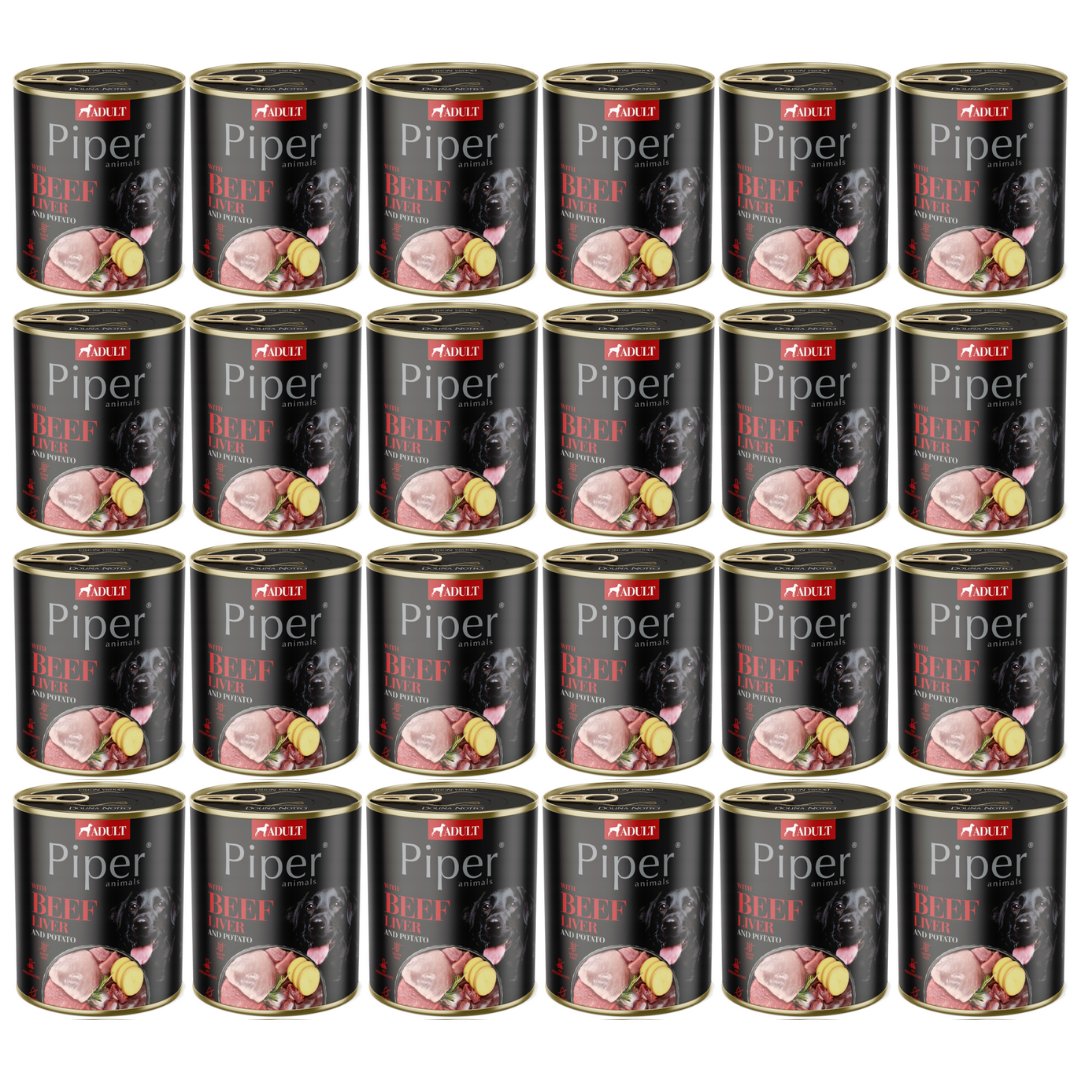 Dolina Noteci Piper wołowina, wątróbka wołowa z ziemniakiem adult 800 g × 24