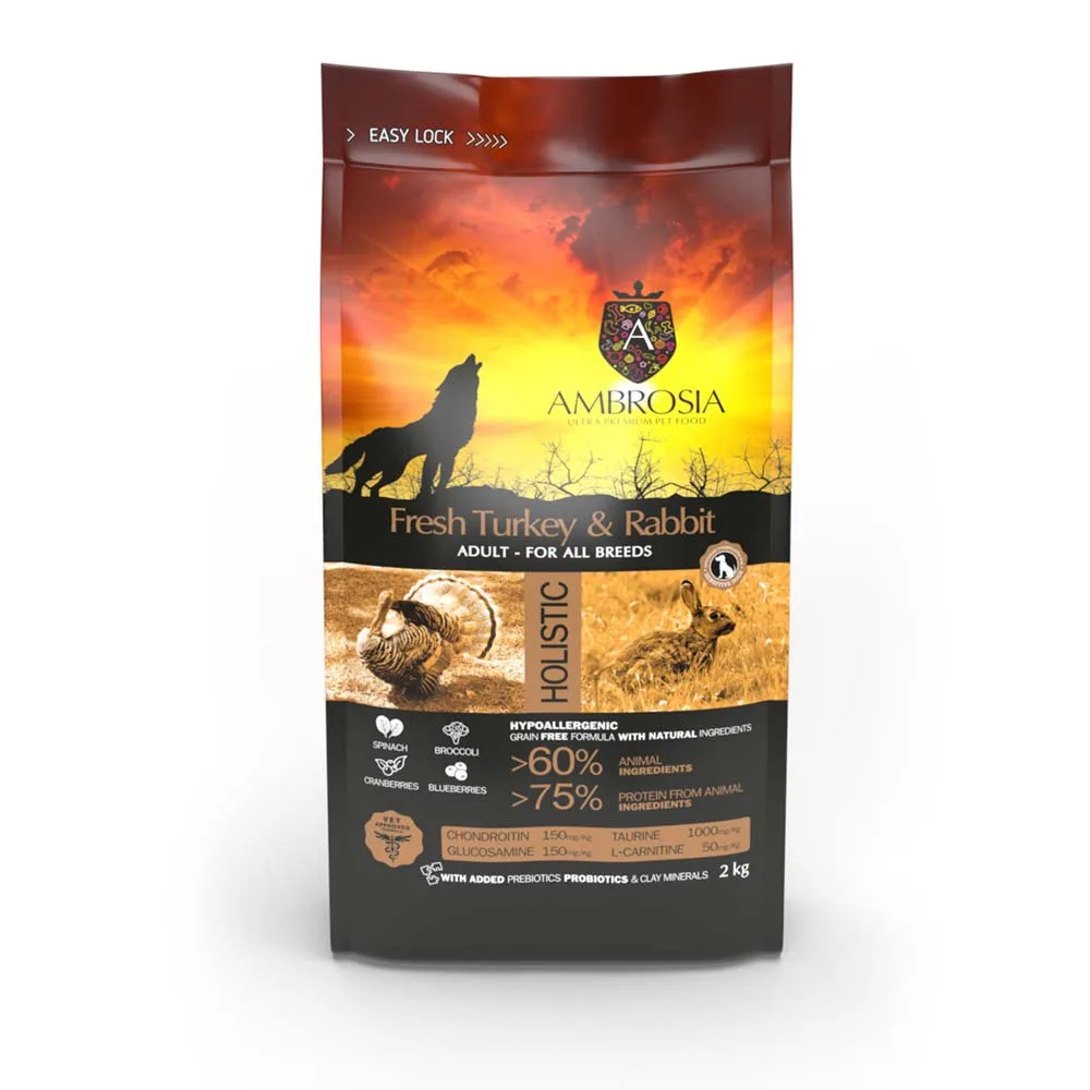 Ambrosia Sensitive indyk, królik adult 2 kg