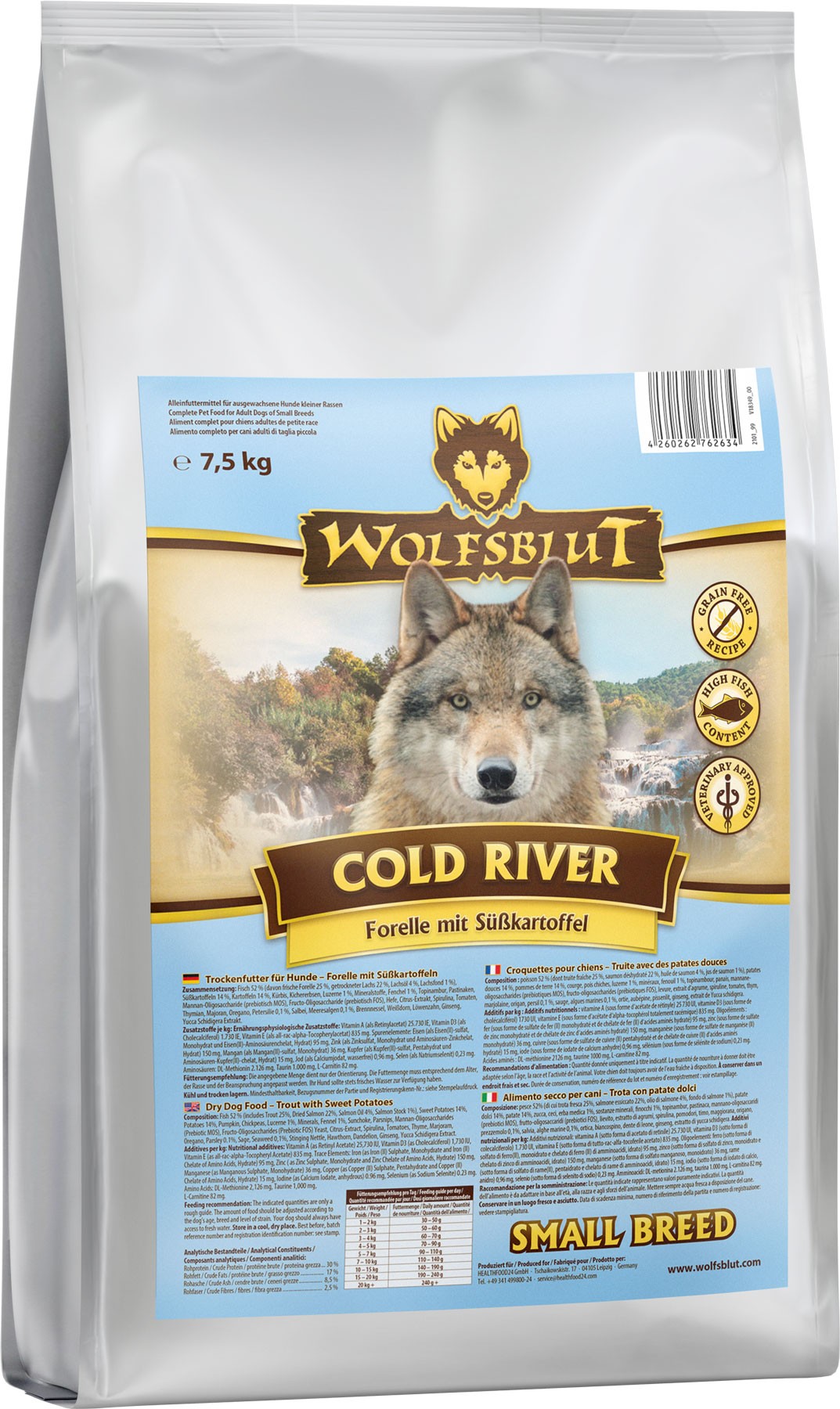 Wolfsblut Cold River pstrąg adult małe rasy 7,5 kg