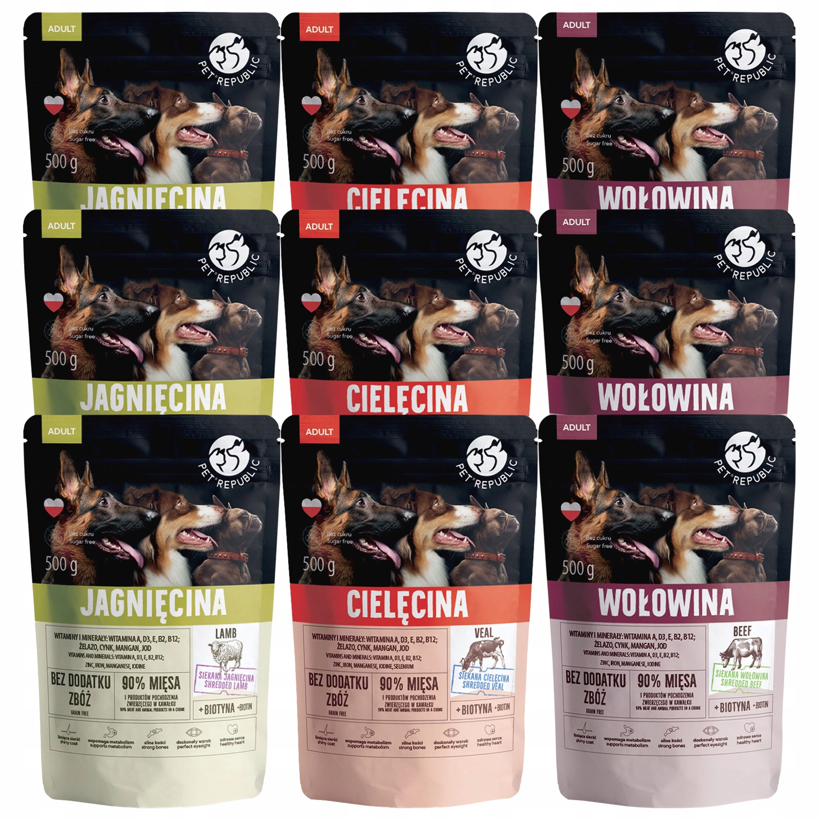 Pet Republic cielęcina, jagnięcina, wołowina adult 500 g × 9