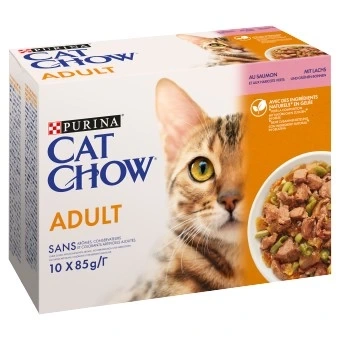 Purina Cat Chow łosoś z zieloną fasolką w galaretce adult 85 g × 10