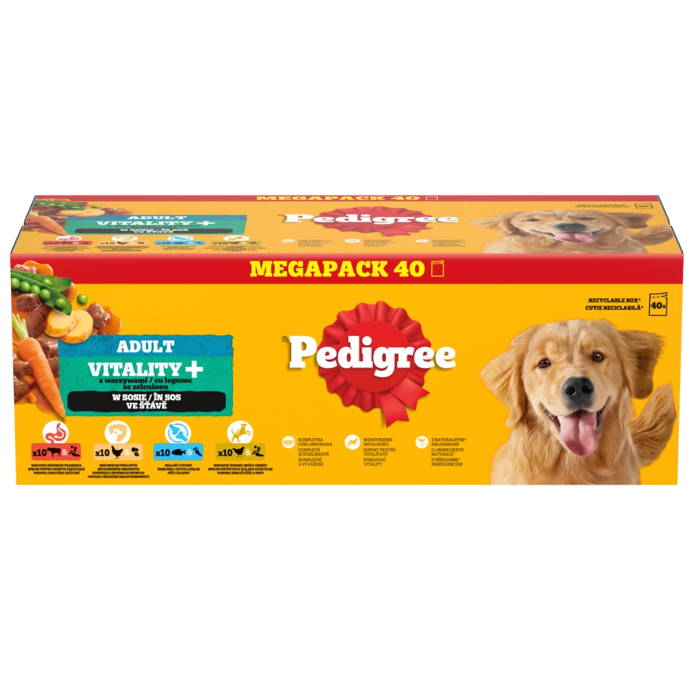 Pedigree Vitality+ drób, kurczak, ryba, wołowina, wątróbka adult 85 g × 40