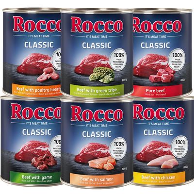 Rocco Classic drób, dziczyzna, kurczak, wołowina, łosoś, żwacz 800 g × 6