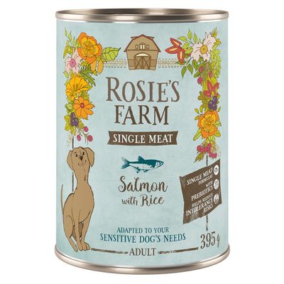Rosie's Farm Single Meat ryba z ryżem adult 395 g × 6