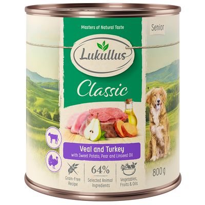 Lukullus Naturkost cielęcina, indyk senior 800 g × 6