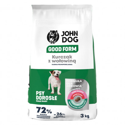 John Dog Good Form kurczak, wołowina adult małe rasy 3 kg