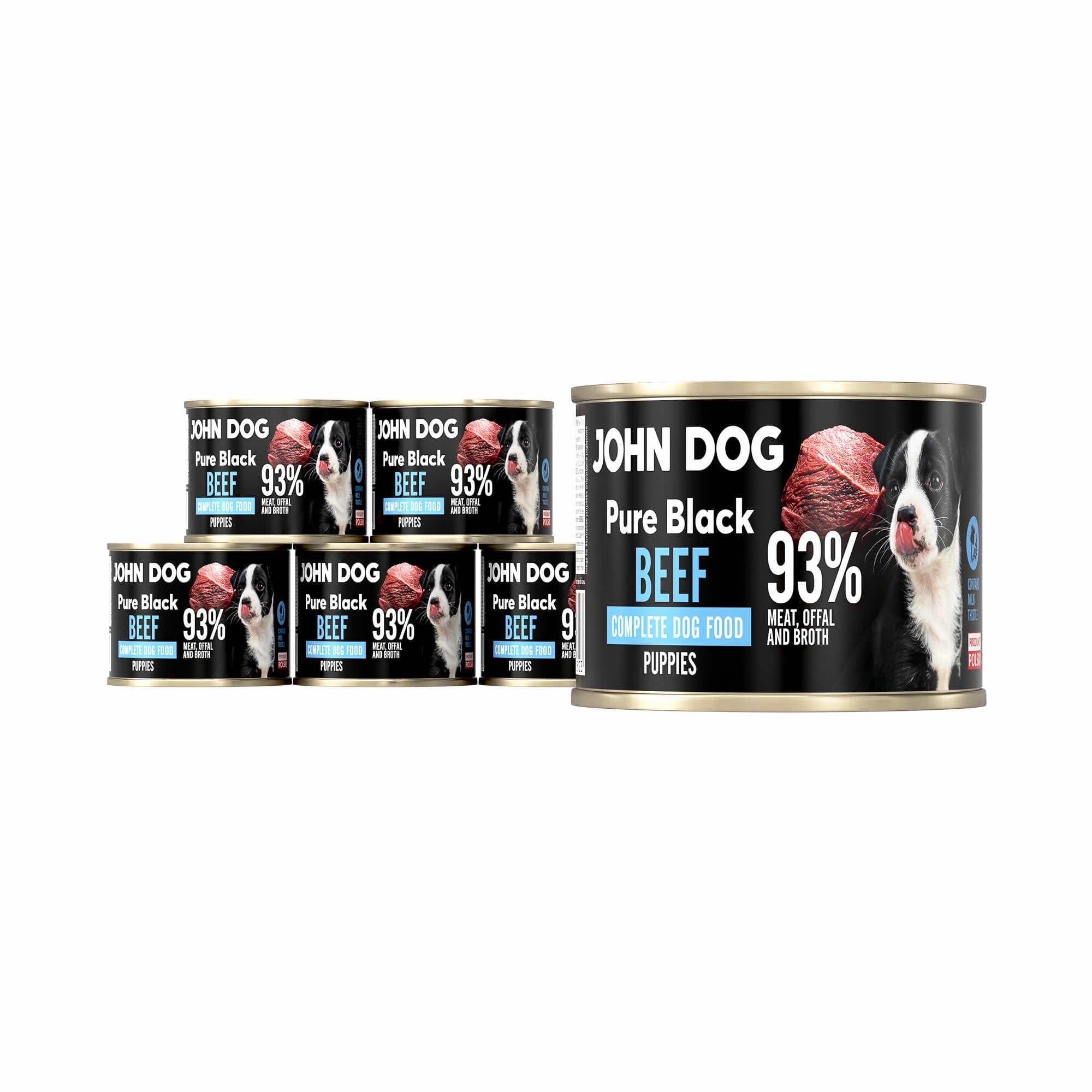 John Dog Pure Black wołowina junior 200 g × 6