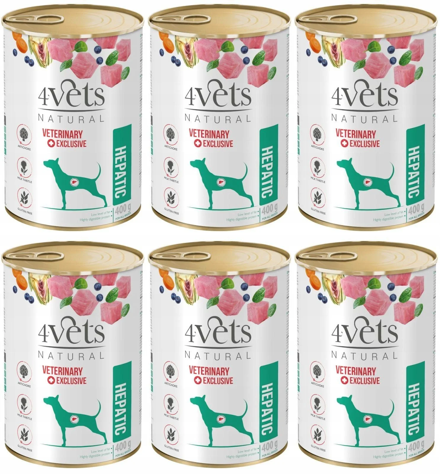 4Vets Natural Hepatic indyk, jaja 400 g × 6