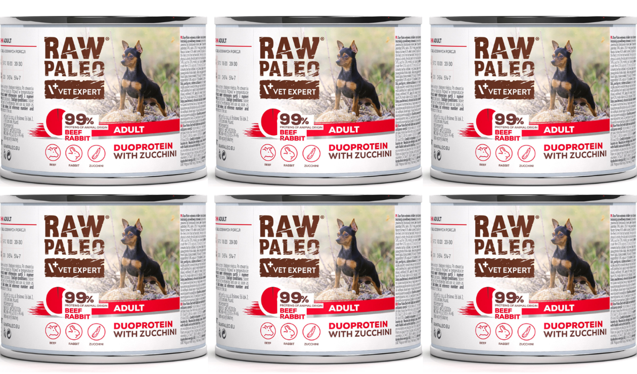 VetExpert Raw Paleo wołowina, królik adult 200 g × 6