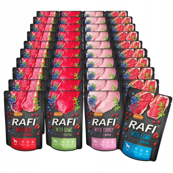 Rafi dziczyzna, indyk, jagnięcina, wołowina 300 g × 40