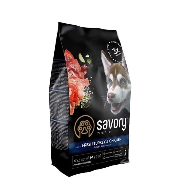 Savory indyk, kurczak junior duże rasy 3 kg