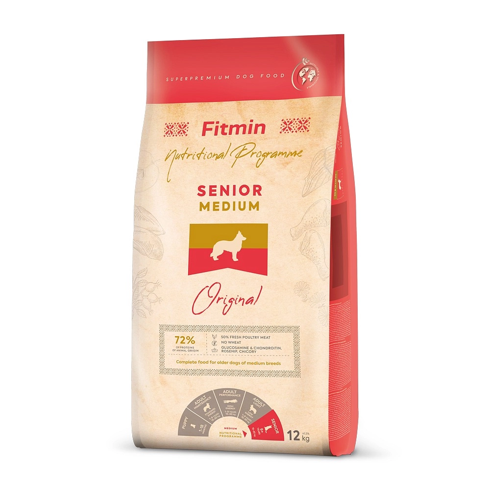Fitmin Dog kurczak, ryba senior średnie rasy 12 kg