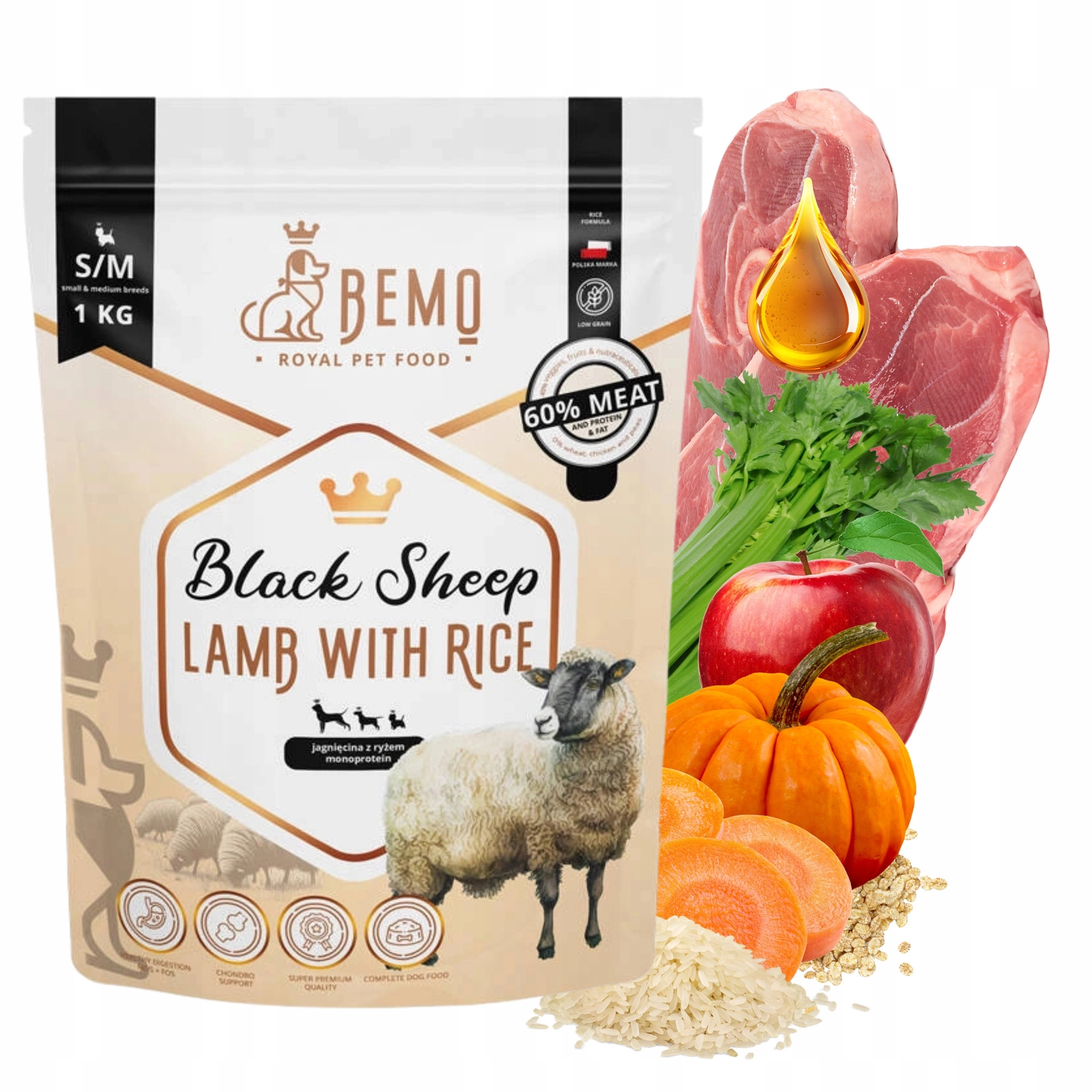 Bemo Sensitive Black Sheep jagnięcina adult małe i średnie rasy 1 kg