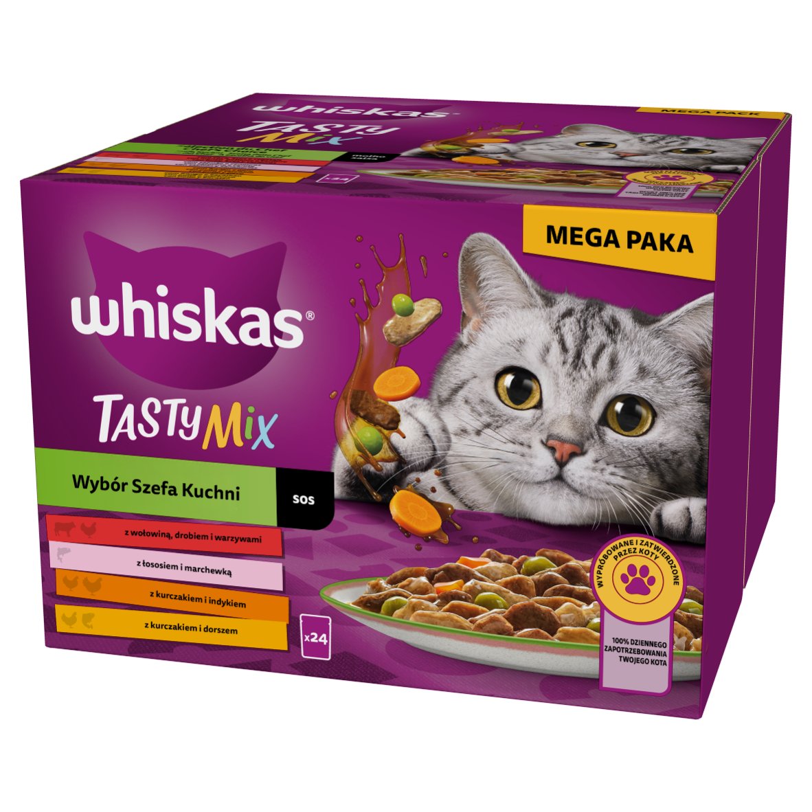 Whiskas Tasty Mix mix smaków w sosie adult 85 g × 24