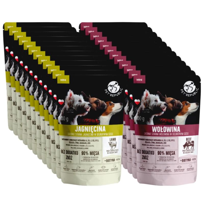 Pet Republic jagnięcina, wołowina adult małe rasy 100 g × 24