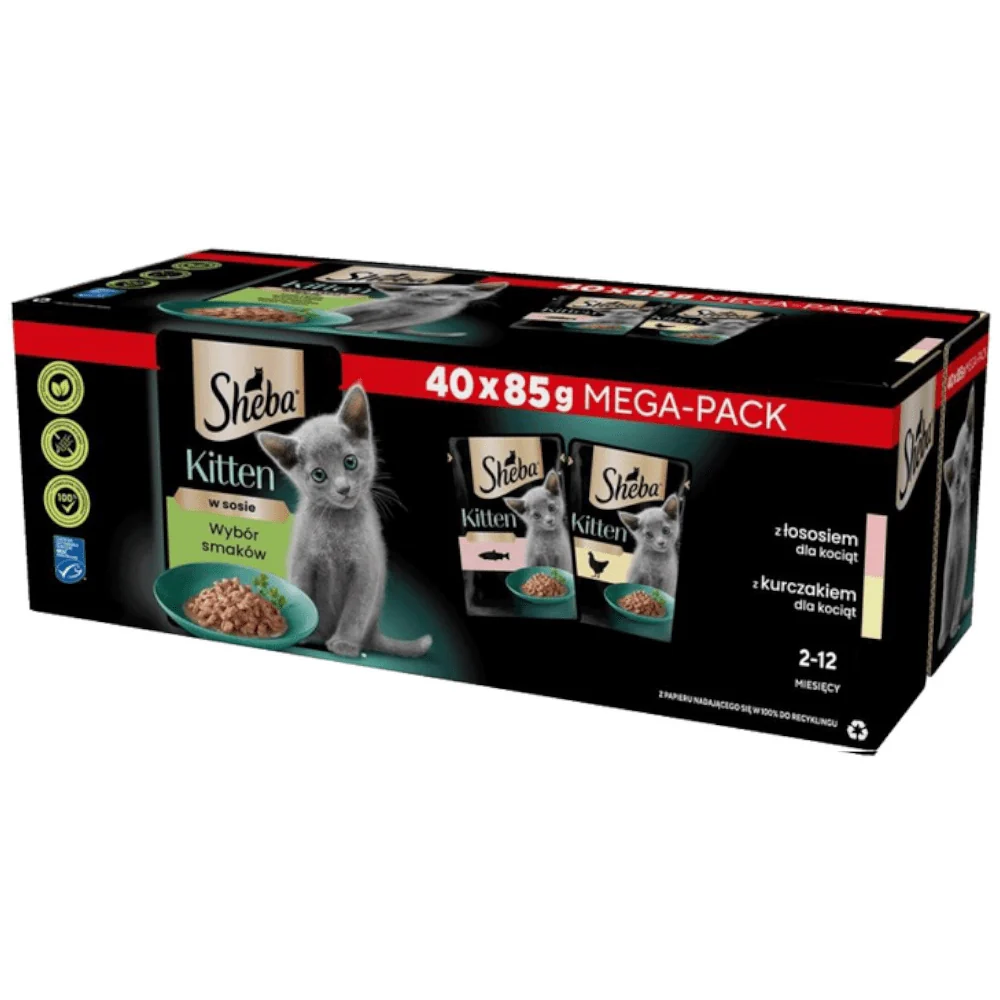 Sheba Nature's Collection mix smaków w sosie kitten 85 g × 40
