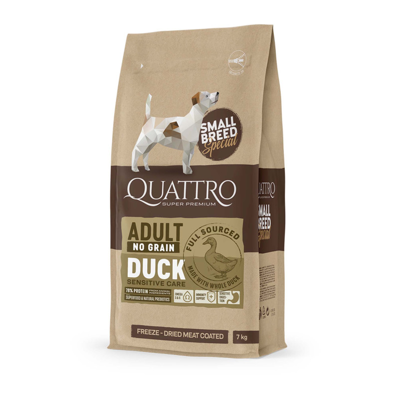 Quattro Grain Free kaczka adult małe rasy 7 kg