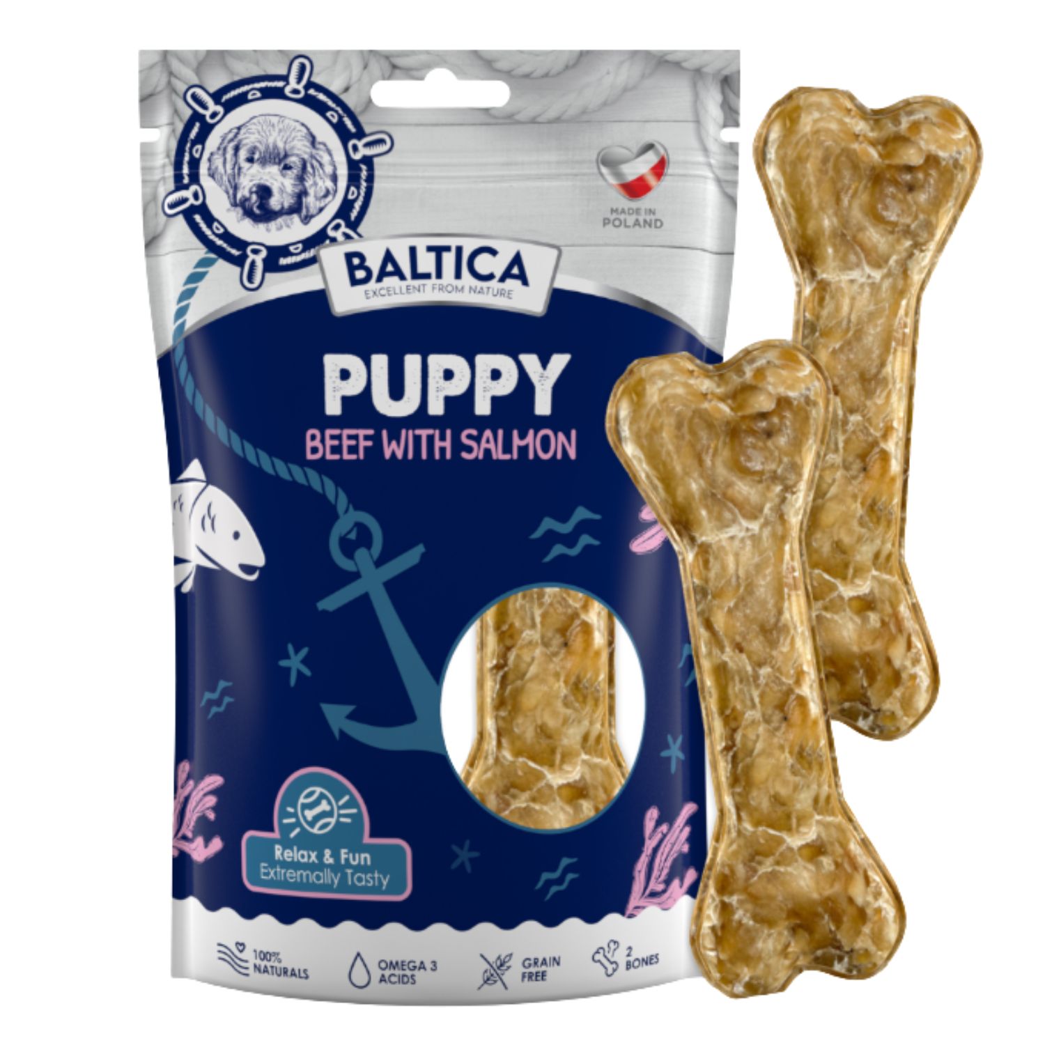 Baltica wołowina, łosoś puppy 75 g × 2