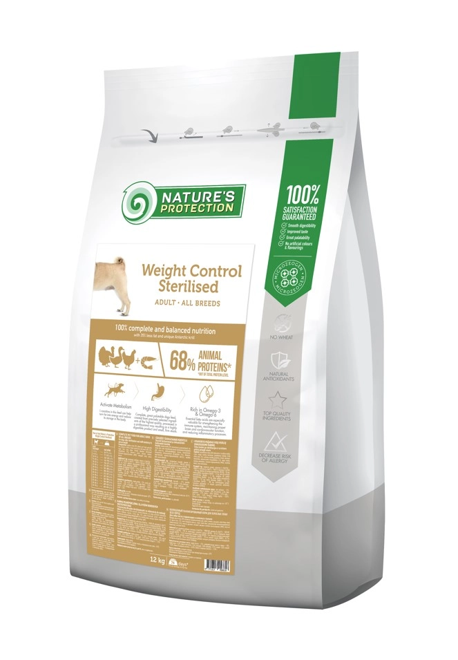 Nature's Protection Weight Control Sterilised drób, kryl adult 12 kg