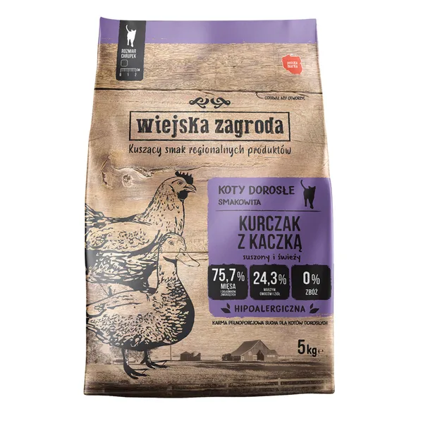 Wiejska Zagroda Skin & Coat kurczak z kaczką adult 5 kg