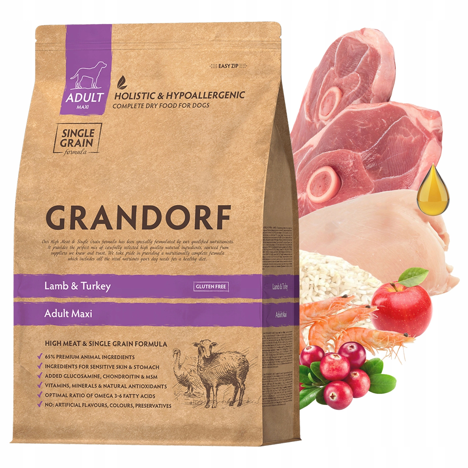 Grandorf Lamb & Turkey jagnięcina i indyk adult duże rasy 3 kg