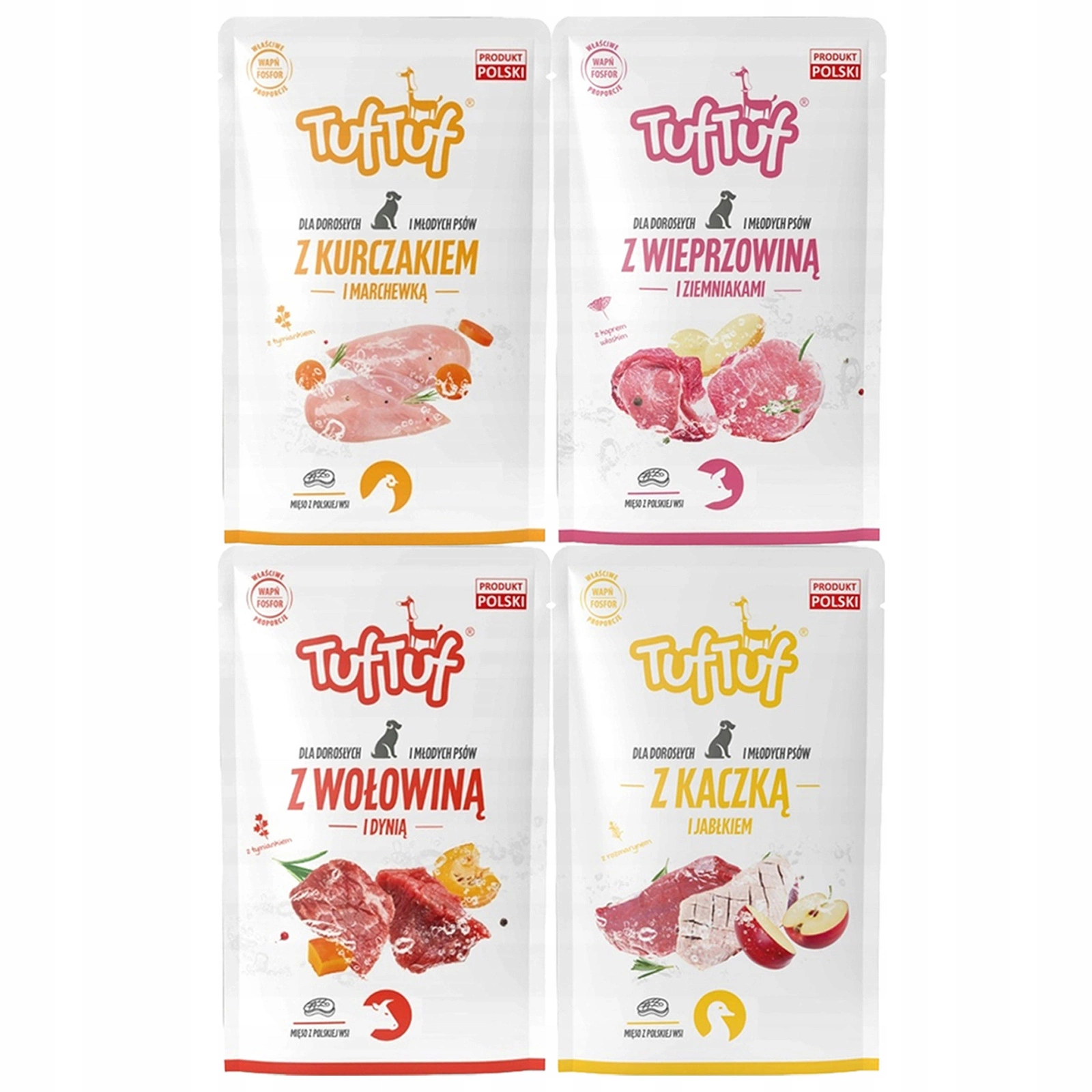 Tuf Tuf kaczka, kurczak, wieprzowina, wołowina adult 300 g × 4