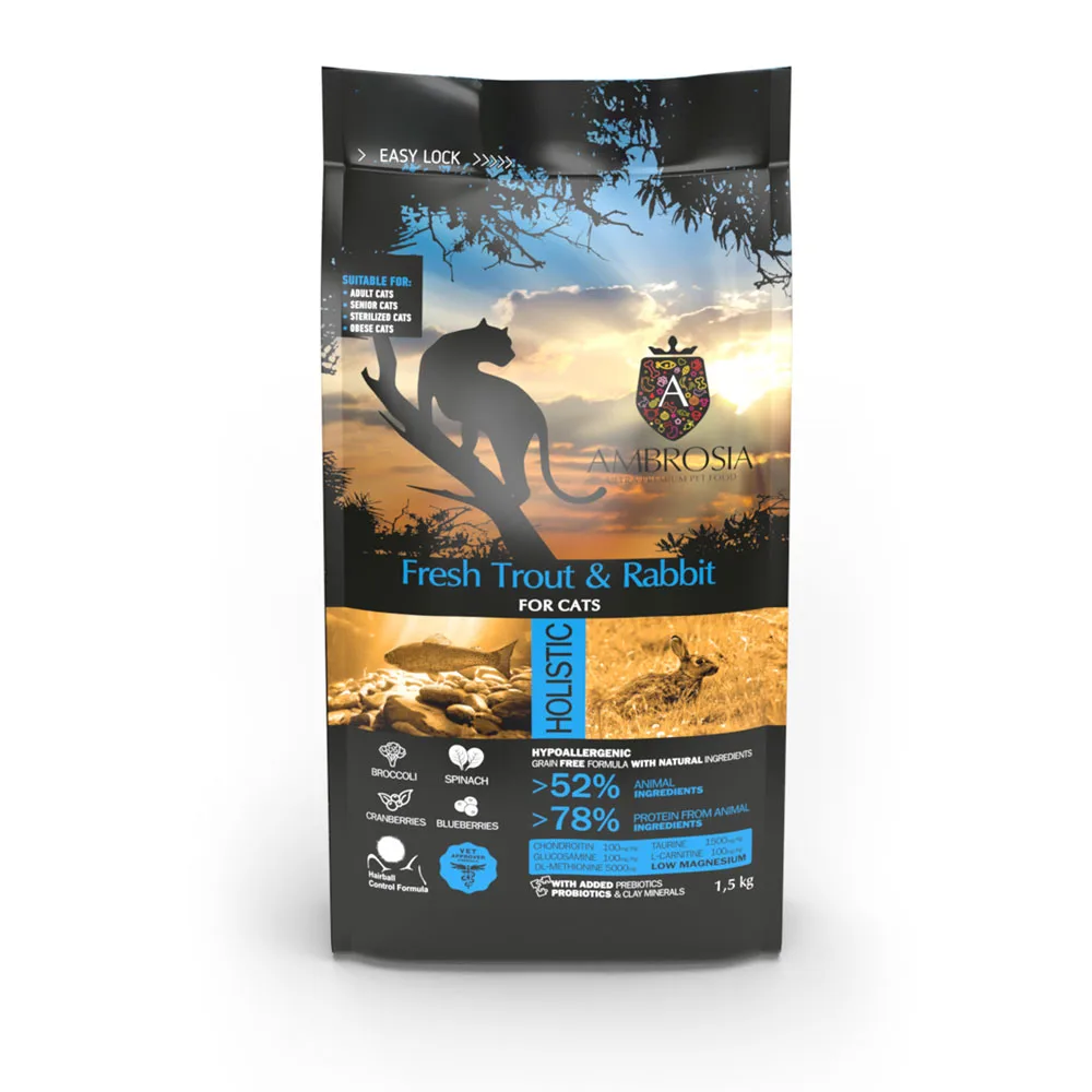 Ambrosia Sterilised Light królik, pstrąg adult 1,5 kg