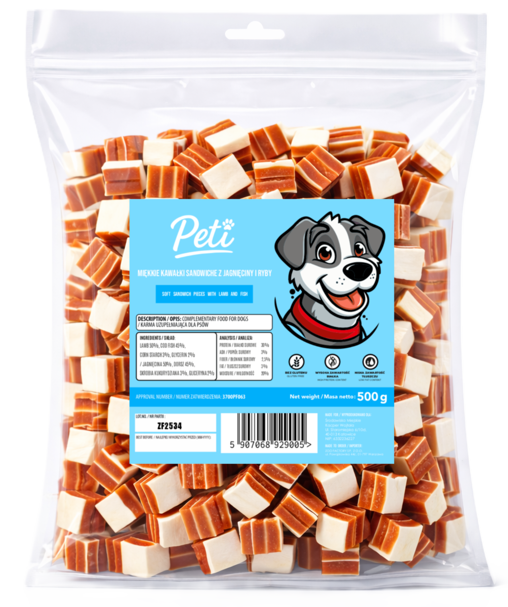 PETI Sandwiche jagnięcina, dorsz 500 g