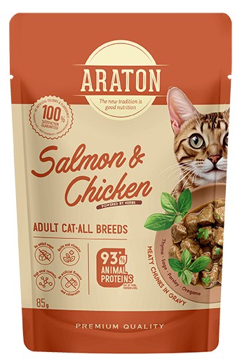 Araton łosoś, kurczak w sosie adult 85 g