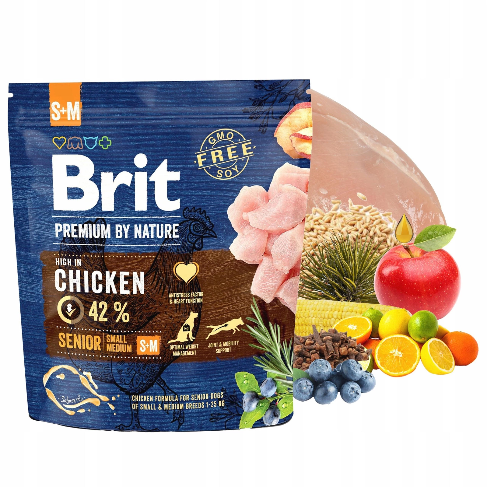 Brit By Nature kurczak senior średnie rasy 1 kg