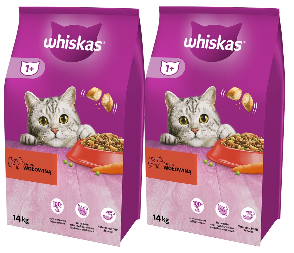 Whiskas wołowina adult 14 kg × 2