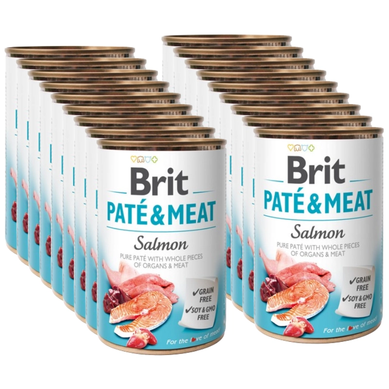 Brit Pate & Meat kurczak, łosoś 400 g × 18