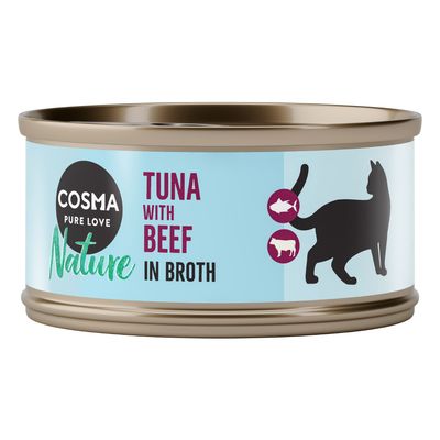 Cosma Nature Indoor tuńczyk, wołowina w bulionie 70 g × 6