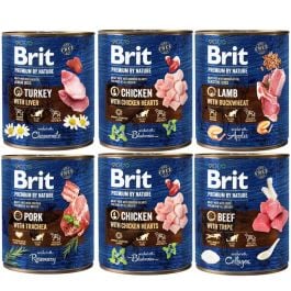 Brit By Nature indyk, jagnięcina, kurczak, ryba, wieprzowina, wołowina 800 g × 6