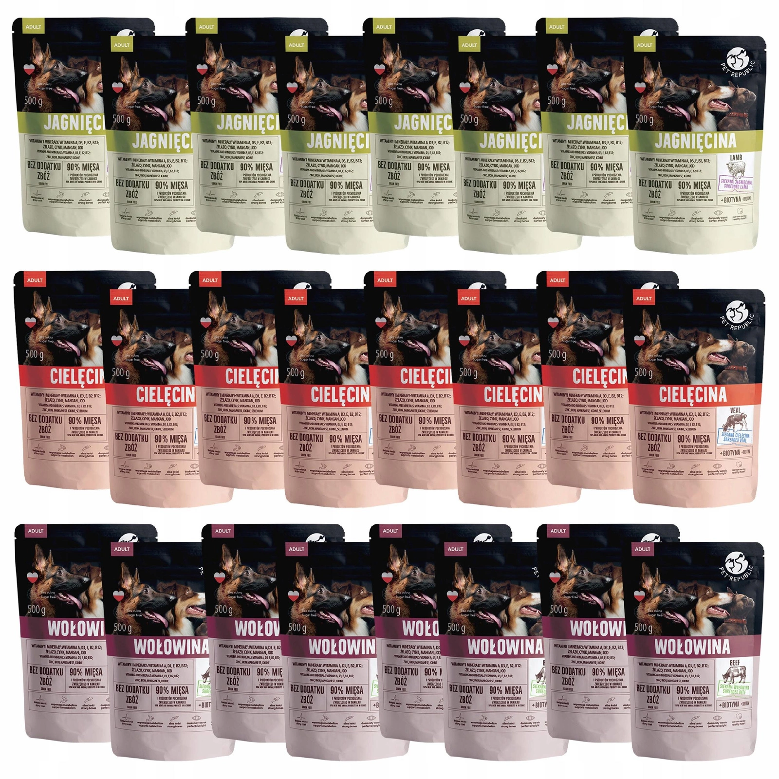 Pet Republic cielęcina, jagnięcina, wołowina 500 g × 24