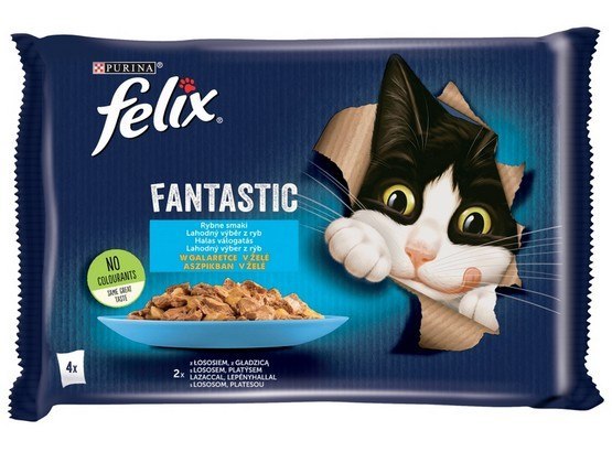 Purina Felix Fantastic gładzica, łosoś 85 g × 4